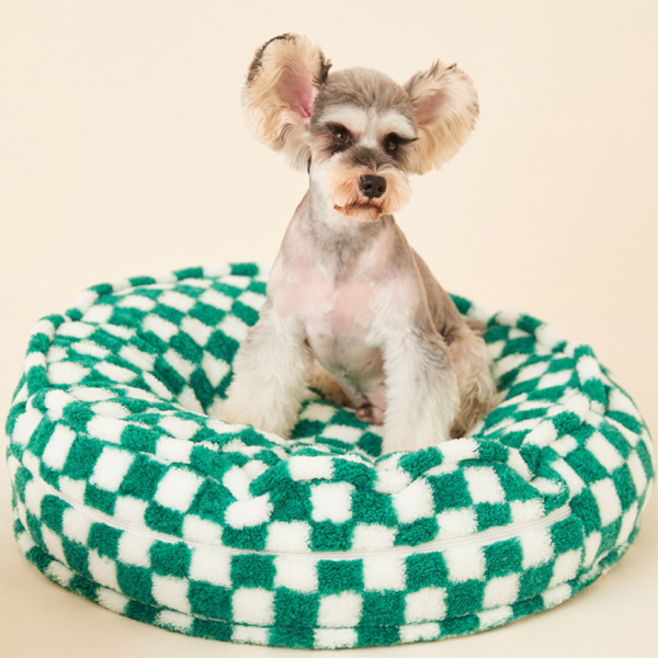 green checkered dog bed