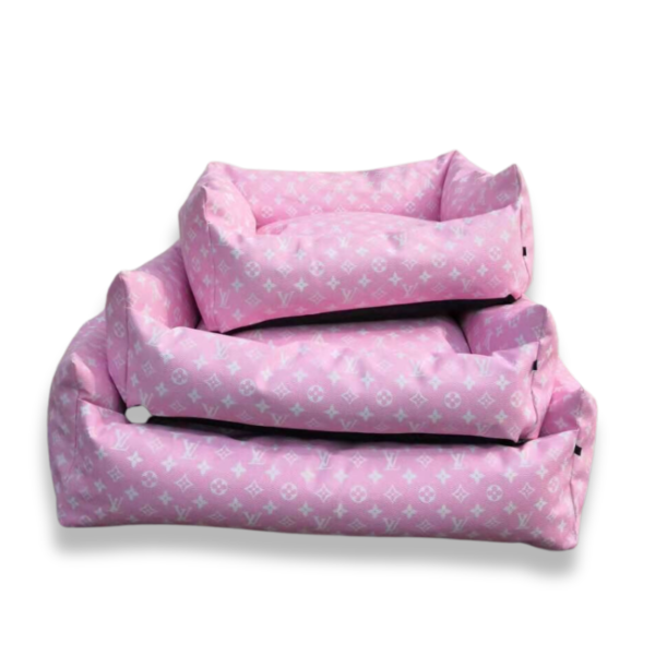 pink lv dog bed