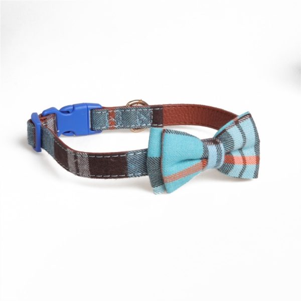 plaid burberry bow tie dog collar