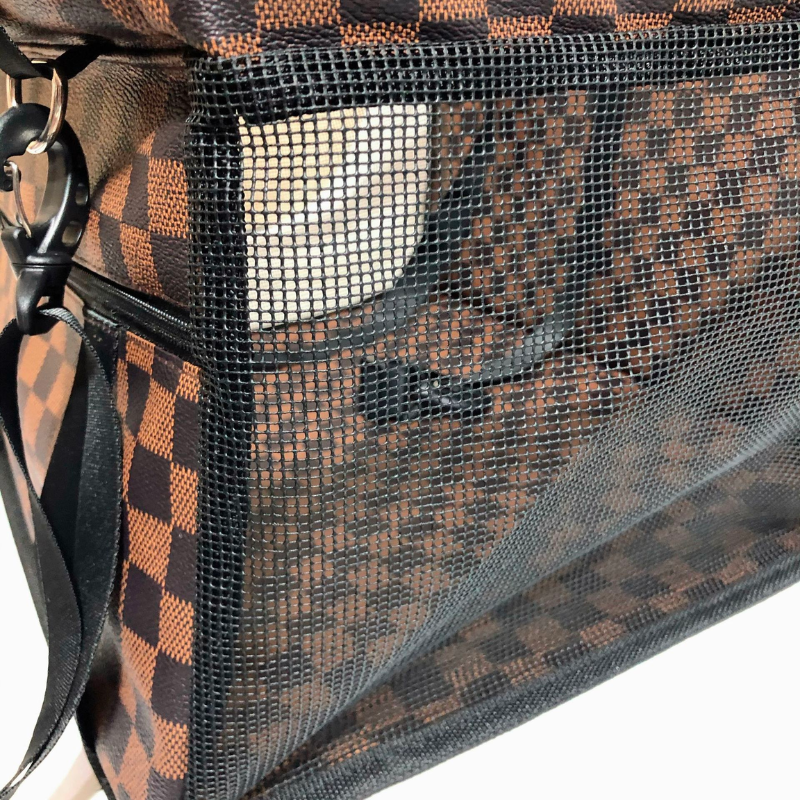 Louis Pawtton Luxury Checkerboard Pet Car Seat Carrier - Image 4
