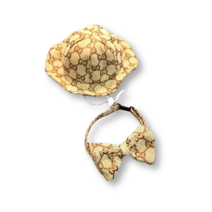 Pawcci GG Monogram Designer Dog Hat & Bow Tie