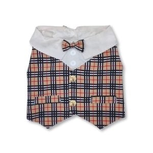 Furberry Plaid Elegant Dog Shirt with Bowtie