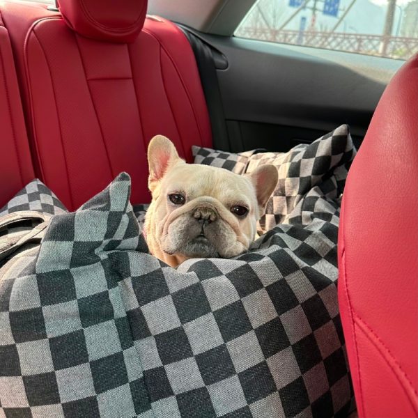 SDG Checkered Portable Car Bed for Dogs - Image 5