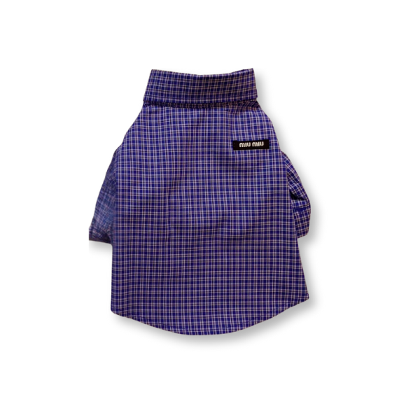 Mui Mui Elegant Checkered Pattern Dog Shirt with Tie - Image 6