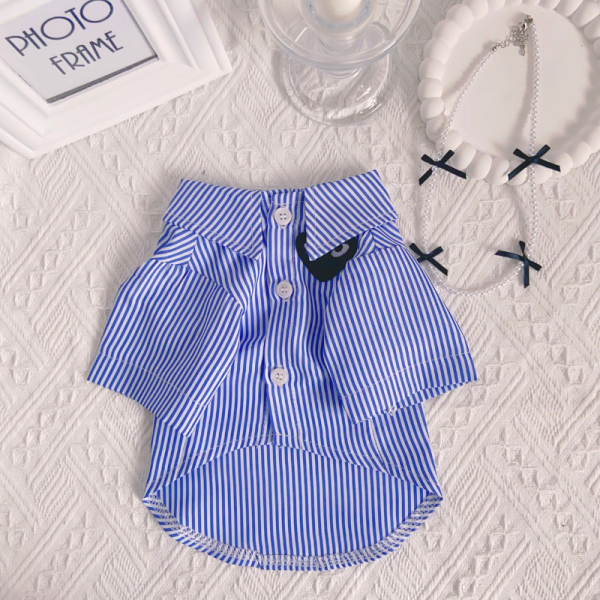 Comme Des Pawcons Elegant Striped Bow Designer Dog Shirt - Image 3
