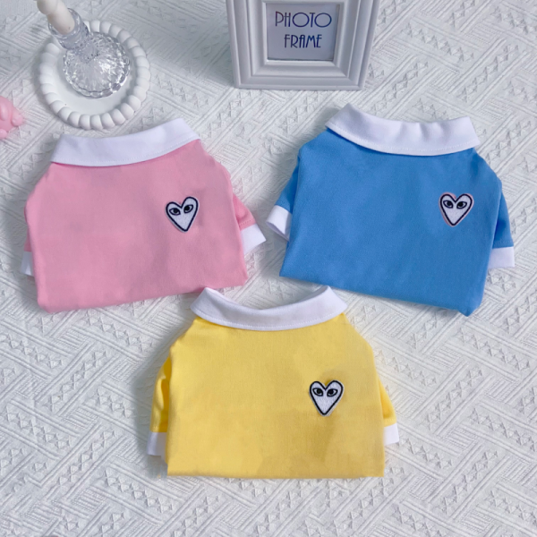 Comme Des Pawcons White Heart Designer Dog Polo Shirt - Image 2