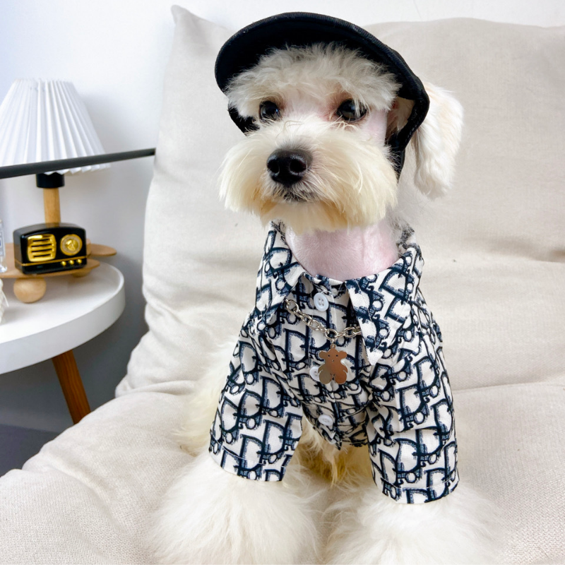 Dogior Monogram Elegant Designer Dog Shirt With Bow - Image 14