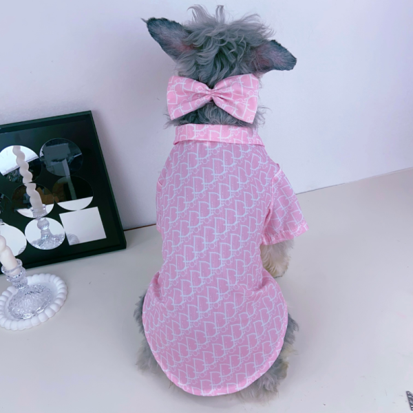 Dogior Monogram Elegant Designer Dog Shirt With Bow - Image 4
