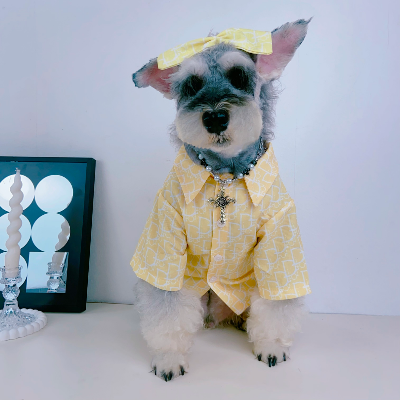 Dogior Monogram Elegant Designer Dog Shirt With Bow - Image 6