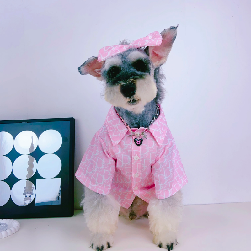 Dogior Monogram Elegant Designer Dog Shirt With Bow - Image 21