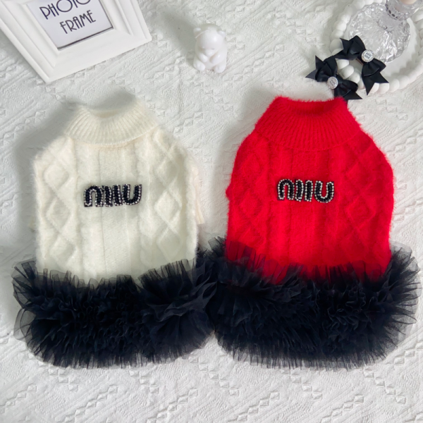 Mui Mui Charm Designer Dog Sweater Dress - Image 8
