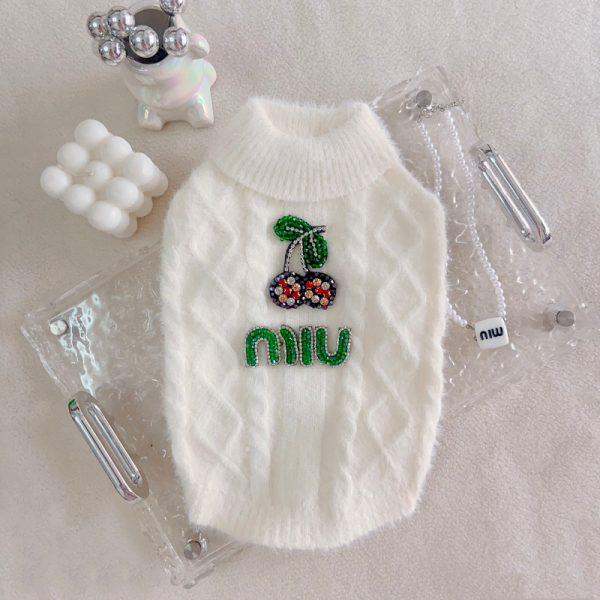 Mui Mui Cherry Logo Designer Dog Vest - Image 4
