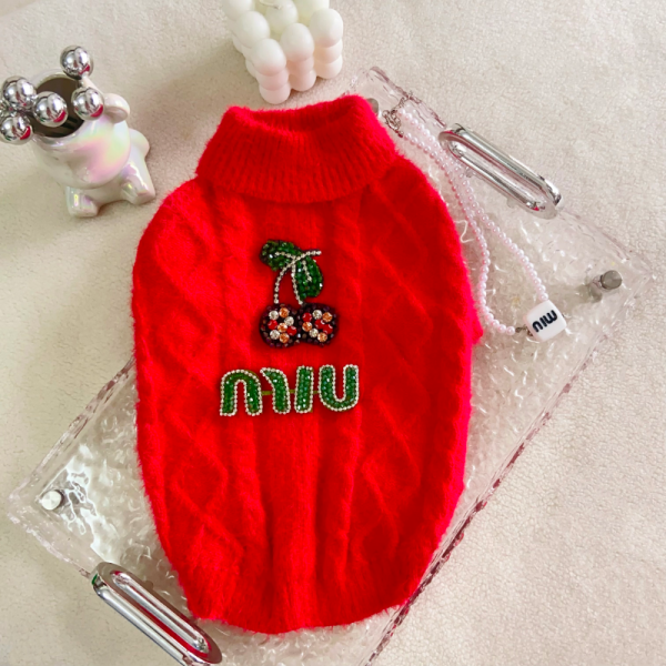 Mui Mui Cherry Logo Designer Dog Vest - Image 3