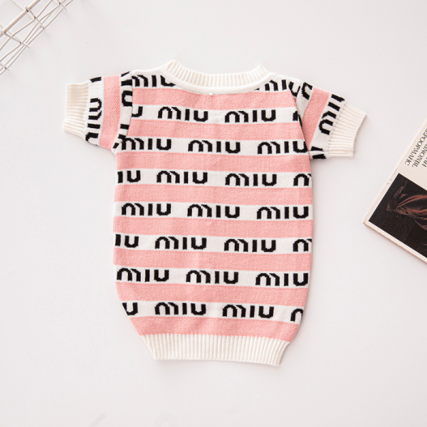 Mui Mui Pink Striped Designer Dog Cardigan Sweater - Image 4