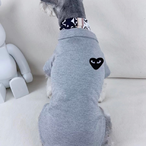 Comme des Pawçons Black Heart Designer Dog Polo Shirt - Image 2
