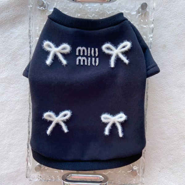 Mui Mui Bow Designer Dog Sweatshirt With Scarf - Image 8