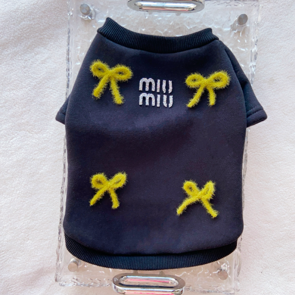 Mui Mui Bow Designer Dog Sweatshirt With Scarf - Image 5