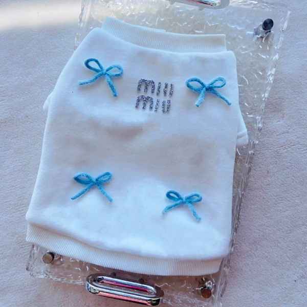Mui Mui Bow Designer Dog Sweatshirt With Scarf - Image 14