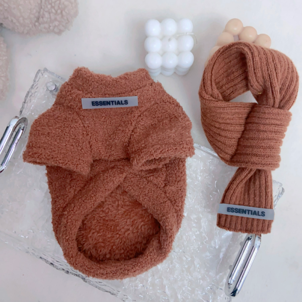 Pawssentials Teddy Designer Dog Sweatshirt with Scarf - Image 6