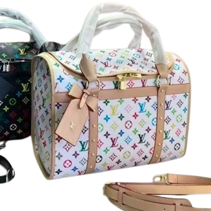 Louis Pawtton Luxury Monogram Designer Dog Travel Portable Carrier - Image 4