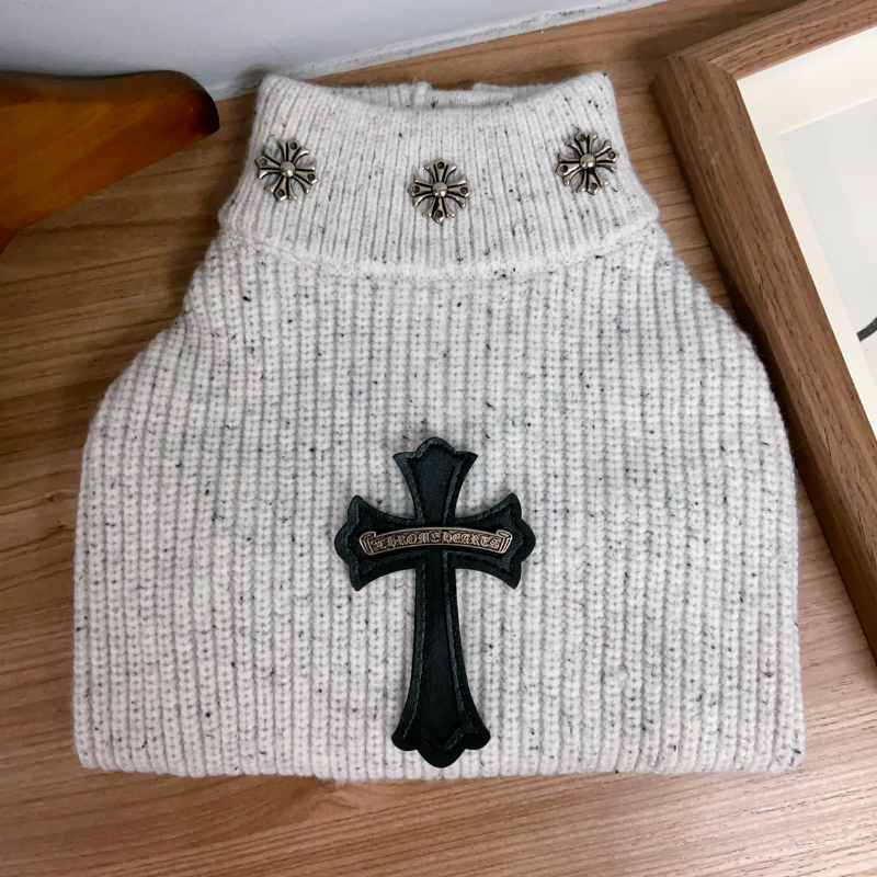 Chrome Paws Cross Half Zip Designer Dog Sweater