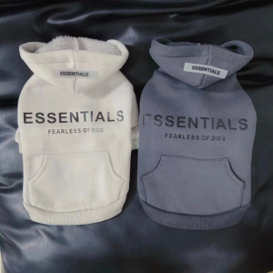 beige and dark gray fleece pet hoodie