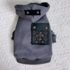 gray pet hoodie with pocket