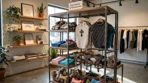 Dog clothes and accessories wholesale retail stand by Supreme Dog Garage