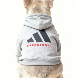 adidas dog hoodie gray back view