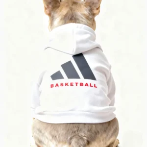 adidas dog hoodie white back view