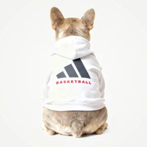 adidas dog hoodie white back view