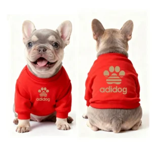 adidas dog sweatshirt red front and back