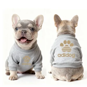 adidas dog sweatshirt gray front and back