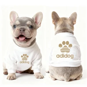 adidas dog sweatshirt white on dog