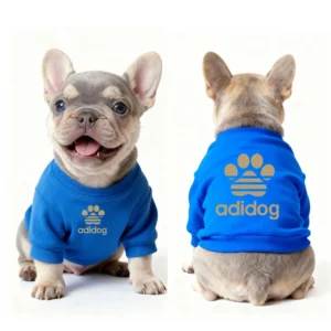 adidas dog sweatshirt blue on dog