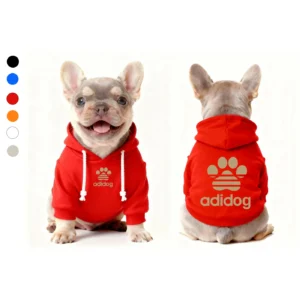 adidas dog hoodie red front and back