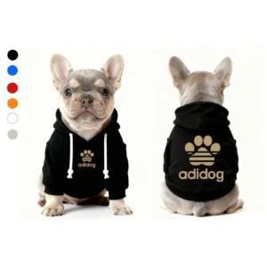 adidas dog hoodie black front and back