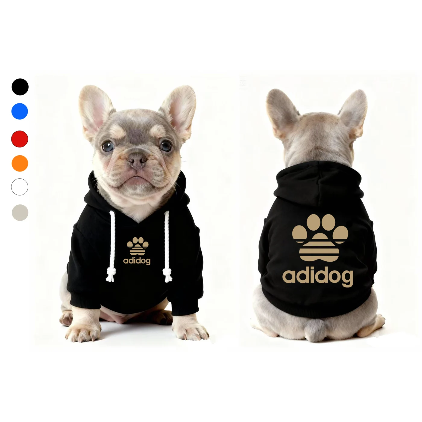 adidas dog hoodie black front and back