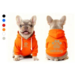adidas dog hoodie orange front and back