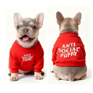 anti social social club dog sweatshirt red