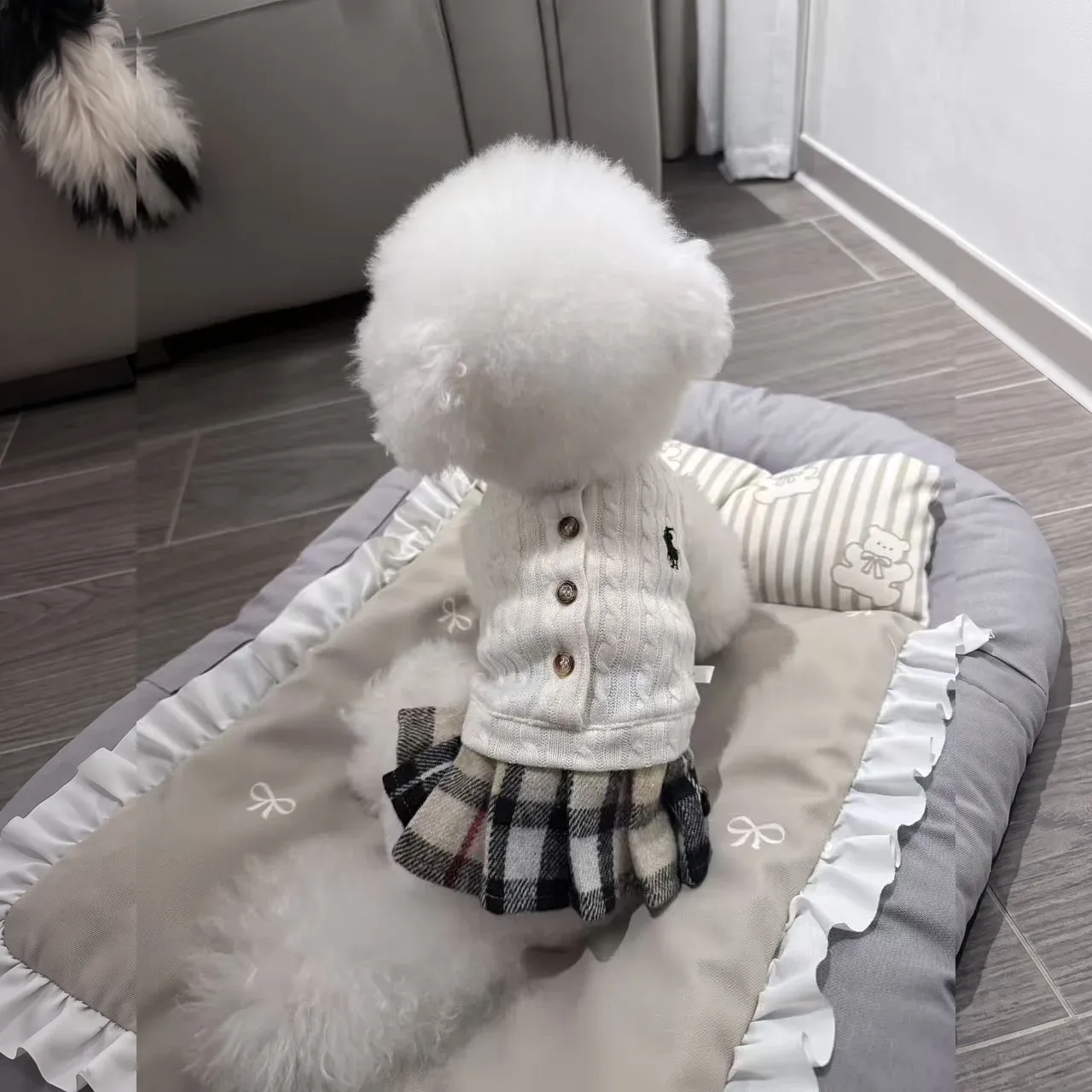 ralph lauren dog knit dress white worn