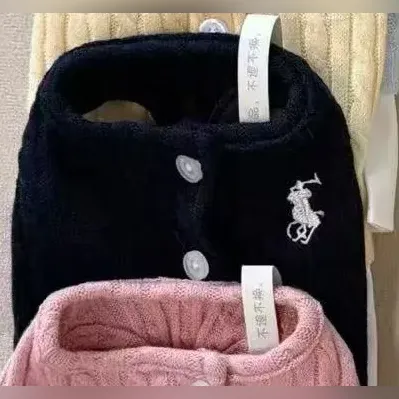 ralph lauren dog knit cardigan dress black