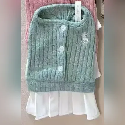 ralph lauren dog knit cardigan dress green