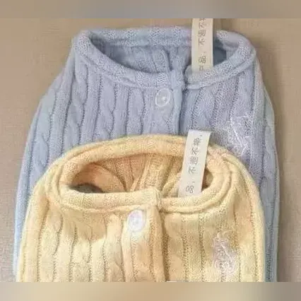 ralph lauren dog knit cardigan dress light blue