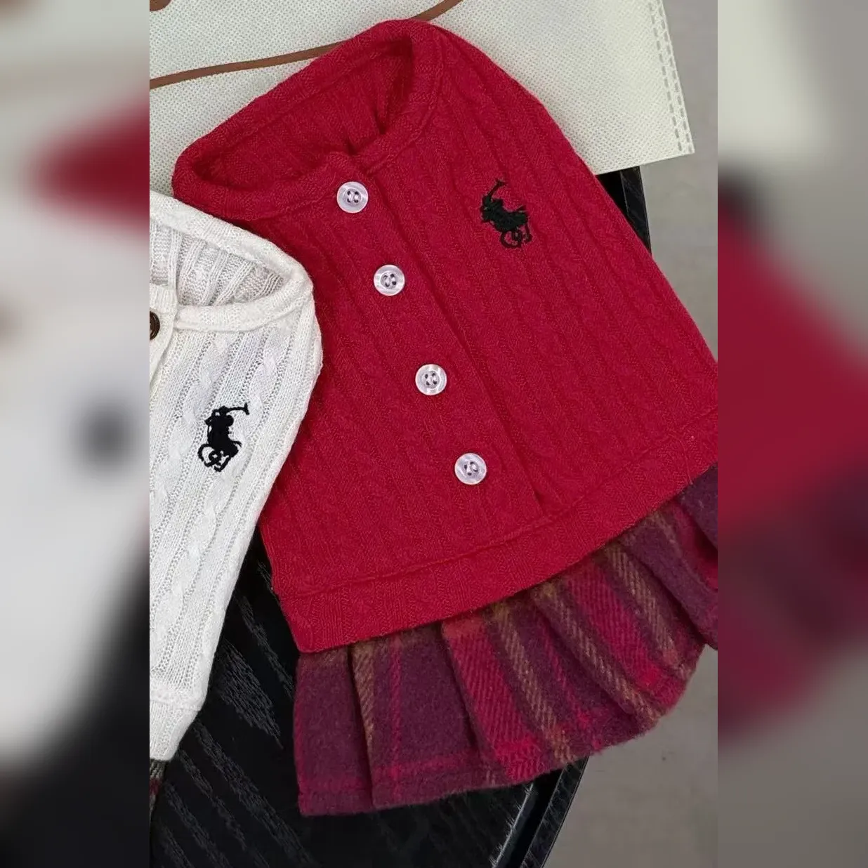 ralph lauren dog knit cardigan dress red