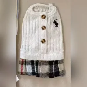 ralph lauren dog knit cardigan dress white