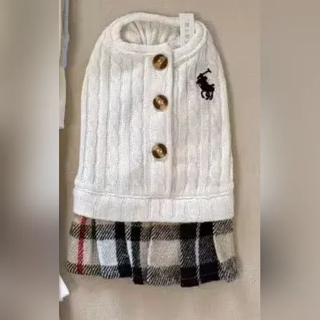 ralph lauren dog knit cardigan dress white