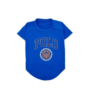 ralph lauren collegiate back print designer dog t-shirt in blue view 4