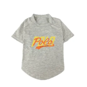 ralph lauren dog t-shirt gray front view