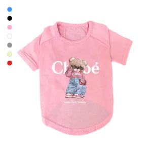 chloe dog t-shirt pink front view